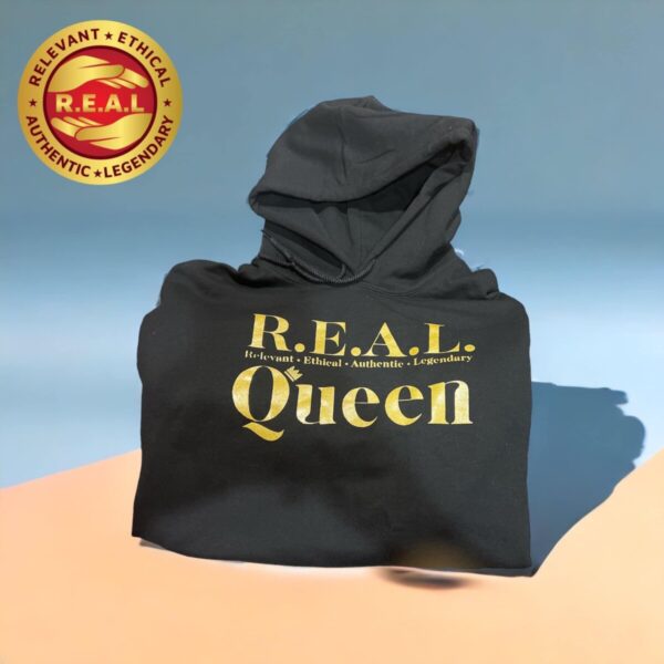 Product Image for  REAL Queen Hoodie w/ shiny gold letters
